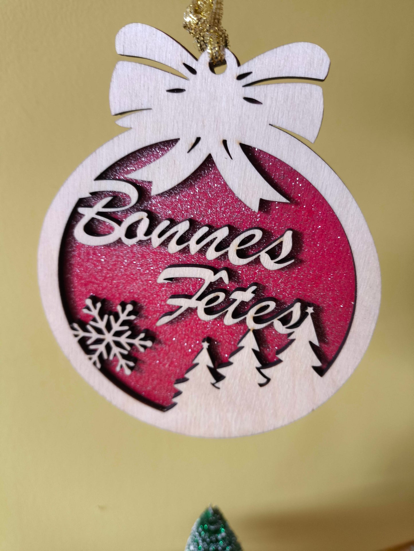 Boules Joyeux Noêl , Boules Bonne Fêtes, en bois