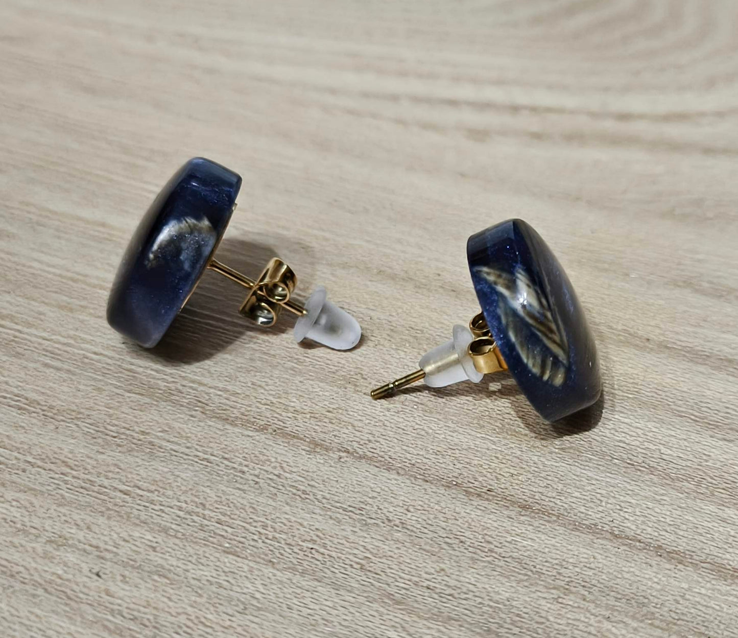 Boucles d'Oreilles Résine Époxy et copeaux de bois