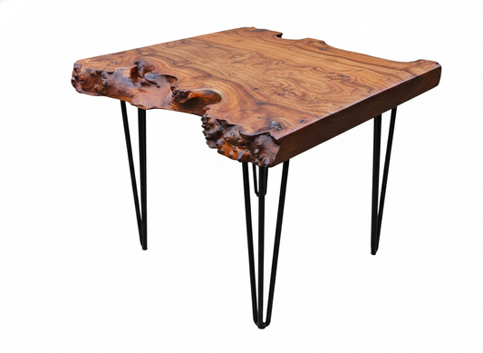 Bout de Canapé en Loupe d'Orme Massif