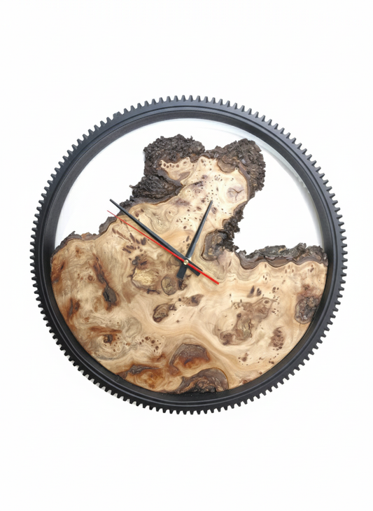 Horloge murale en loupe d'Orme