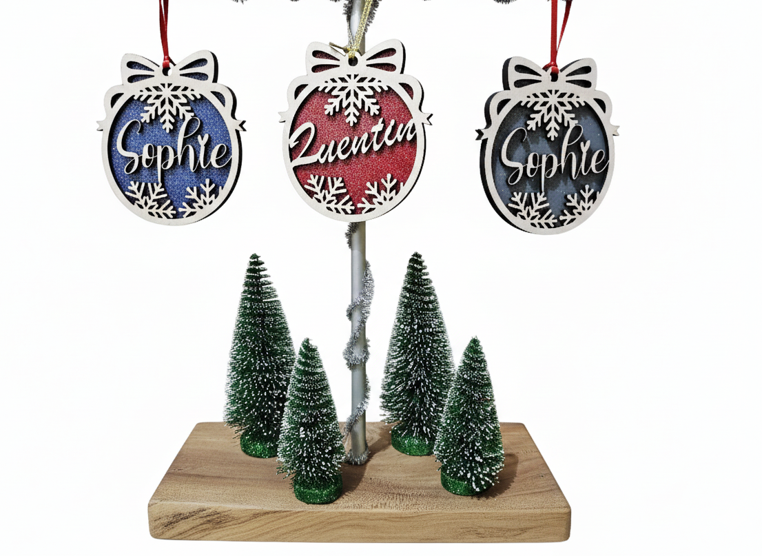 Boules de Noêl personnalisées en bois