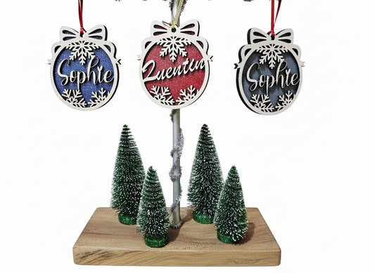 Boules de Noêl personnalisées en bois