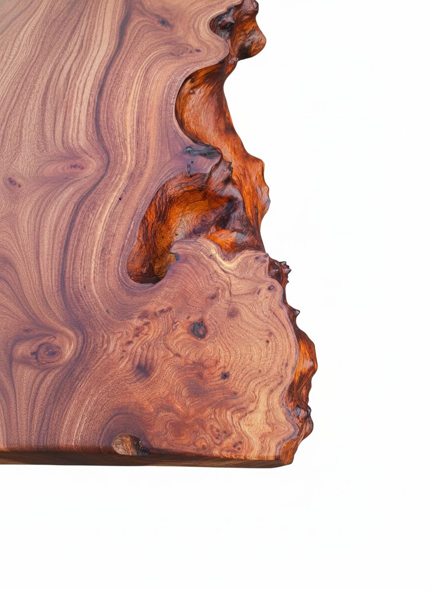 Bout de Canapé en Loupe d'Orme Massif