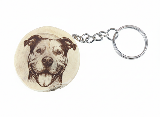 Porte-Clé Artisanal en Buis - Motif Chien