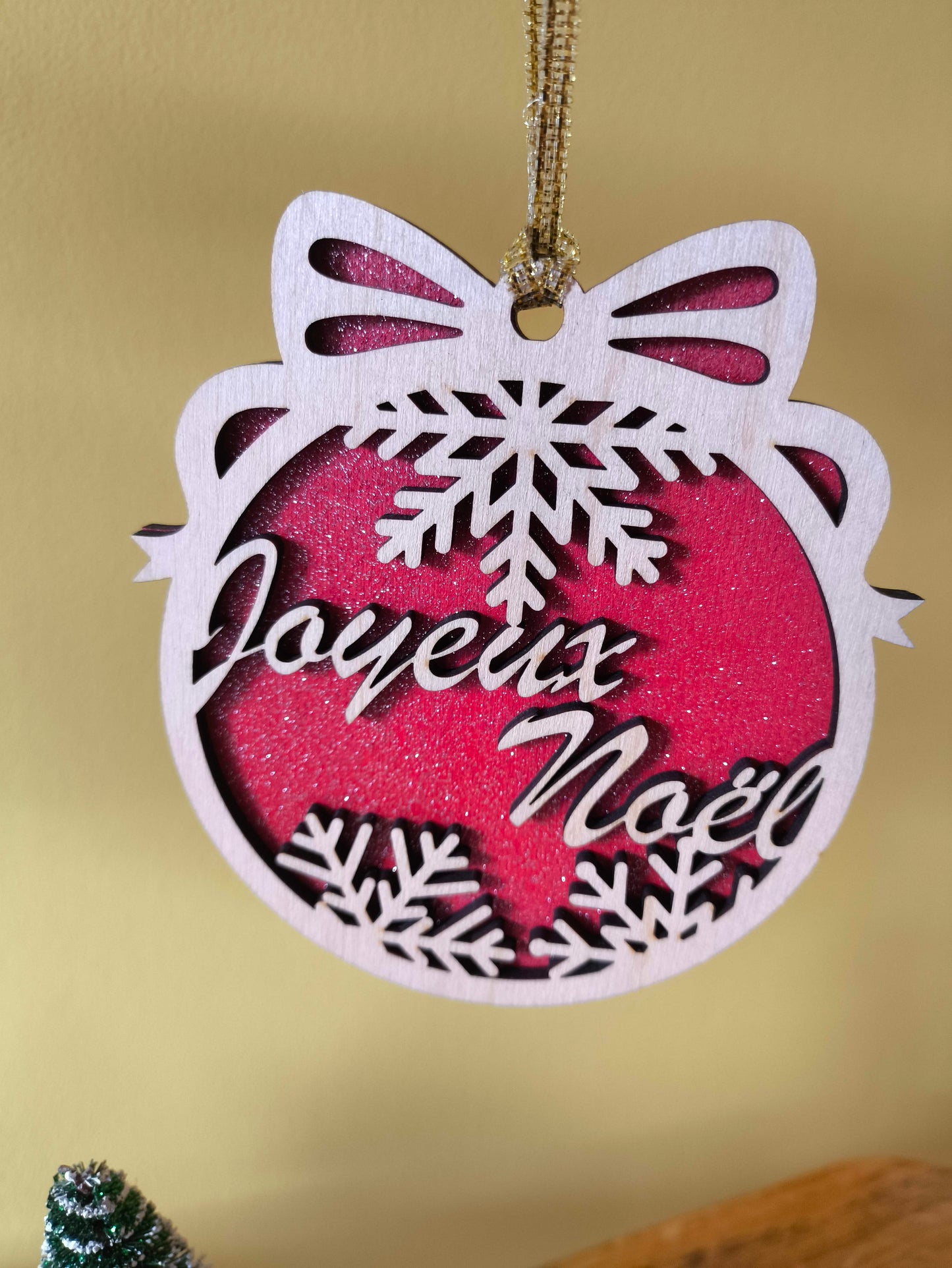 Boules Joyeux Noêl , Boules Bonne Fêtes, en bois