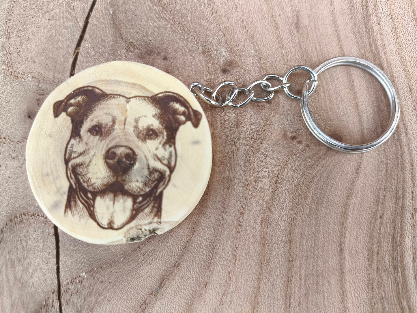 Porte-Clé Artisanal en Buis - Motif Chien