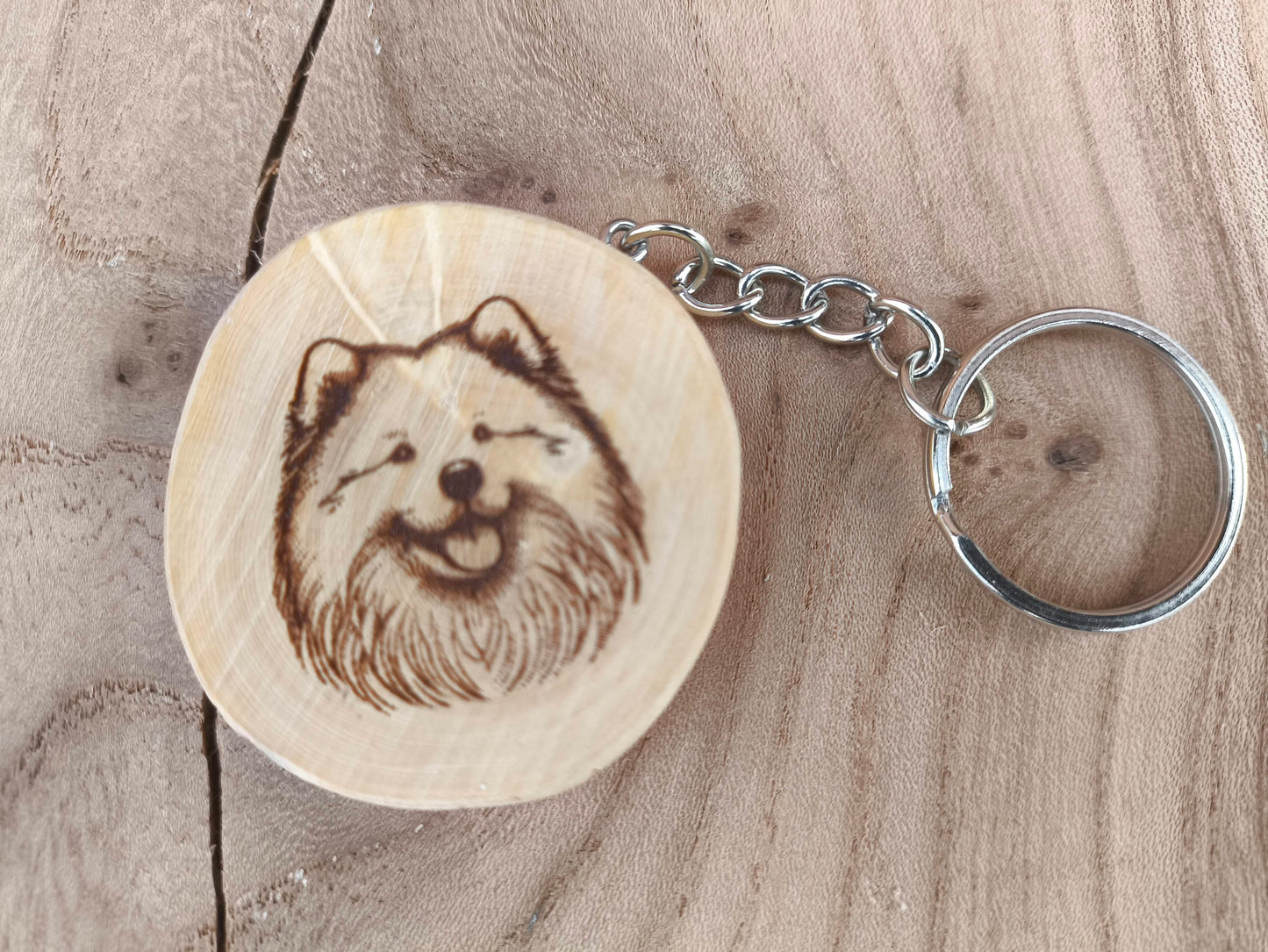 Porte-Clé Artisanal en Buis - Motif Chien