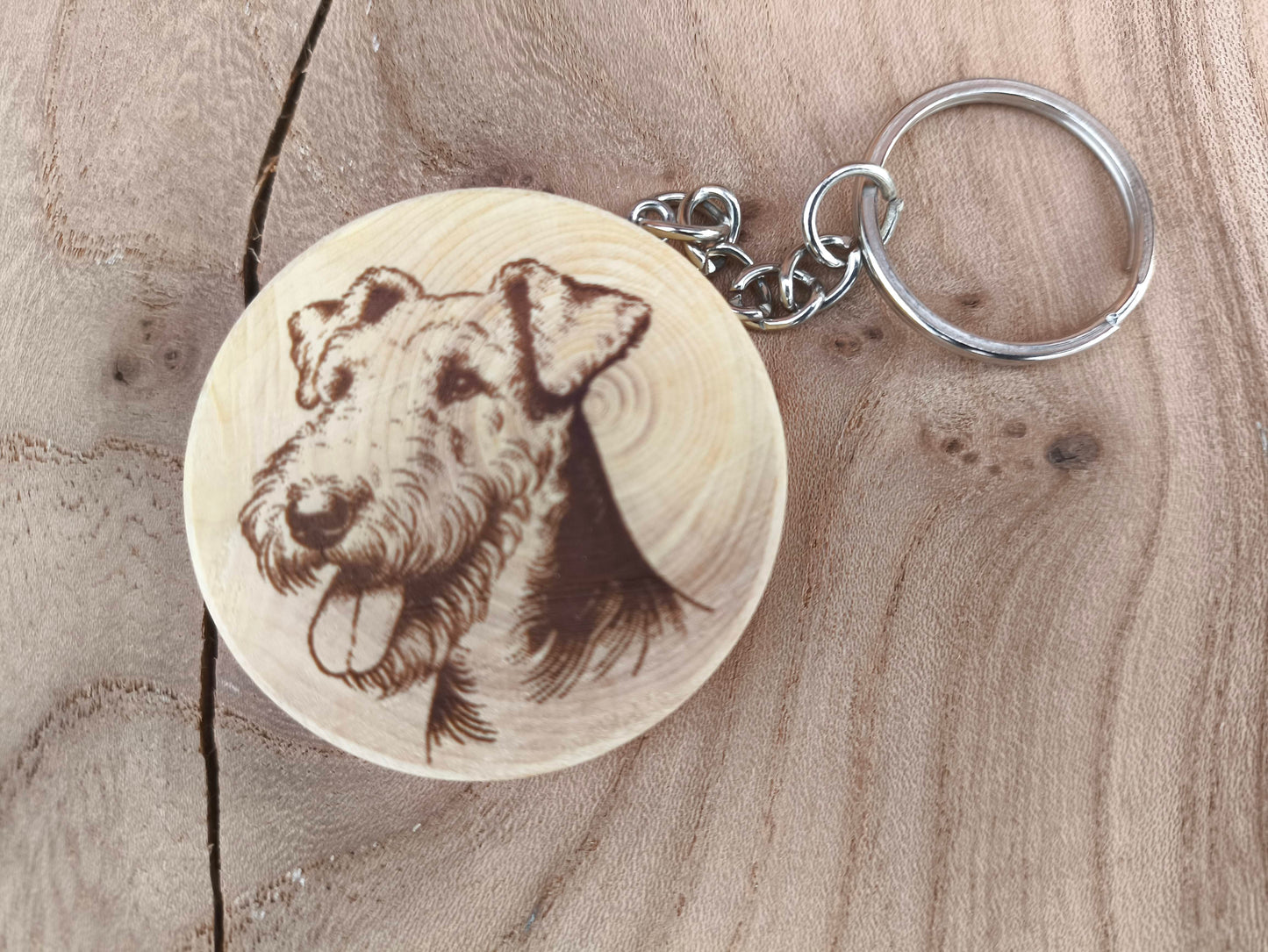 Porte-Clé Artisanal en Buis - Motif Chien