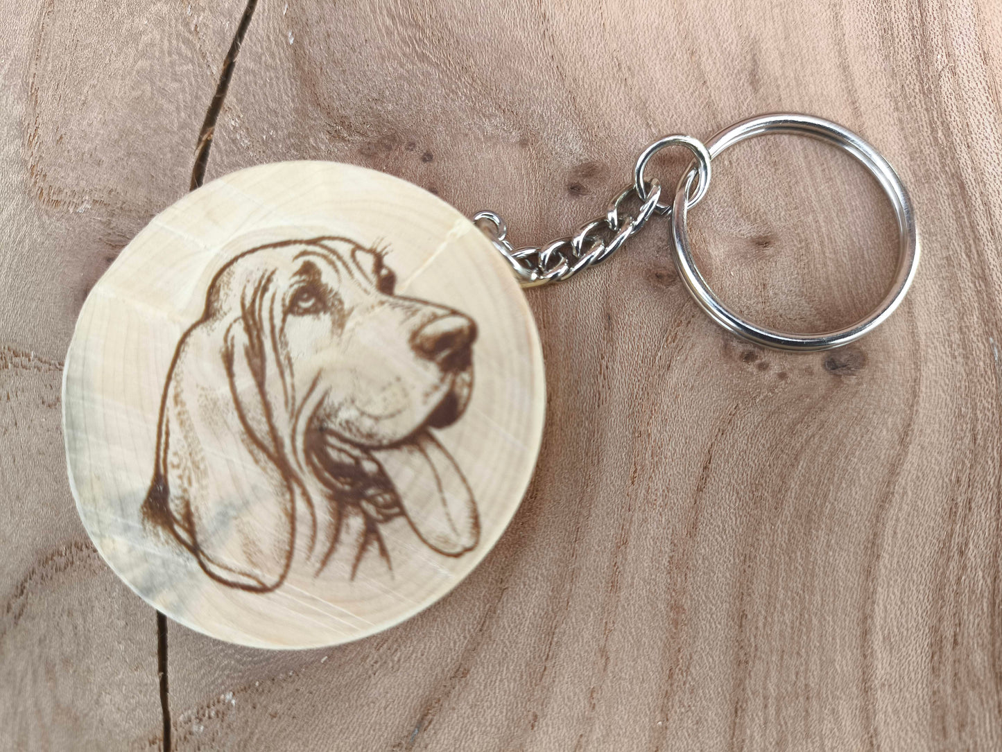 Porte-Clé Artisanal en Buis - Motif Chien