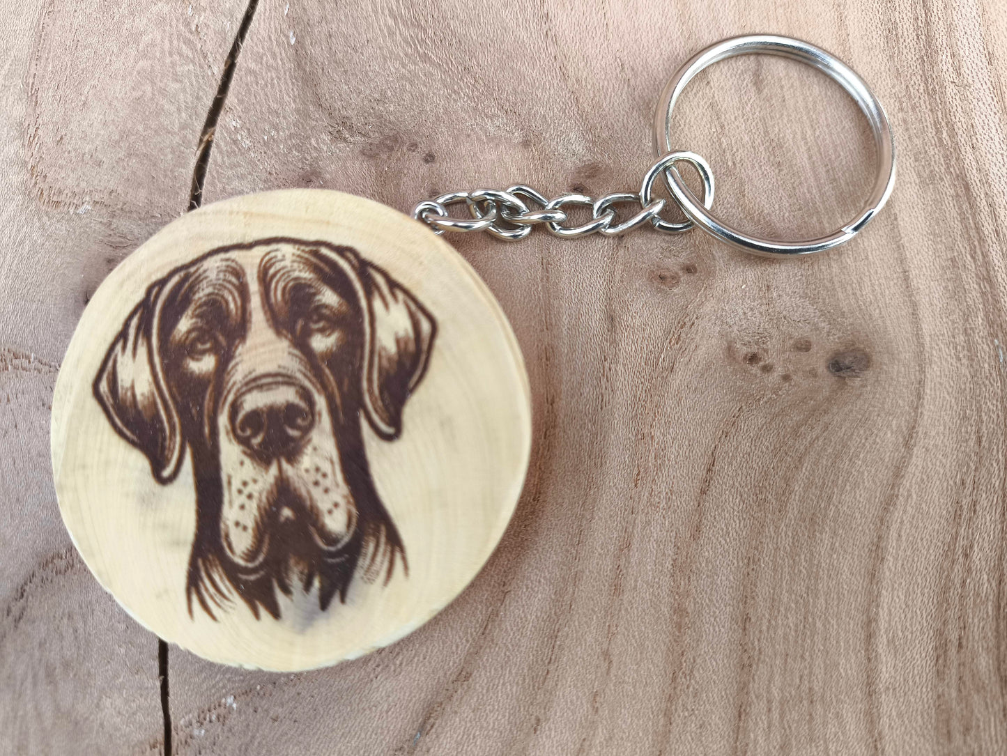 Porte-Clé Artisanal en Buis - Motif Chien