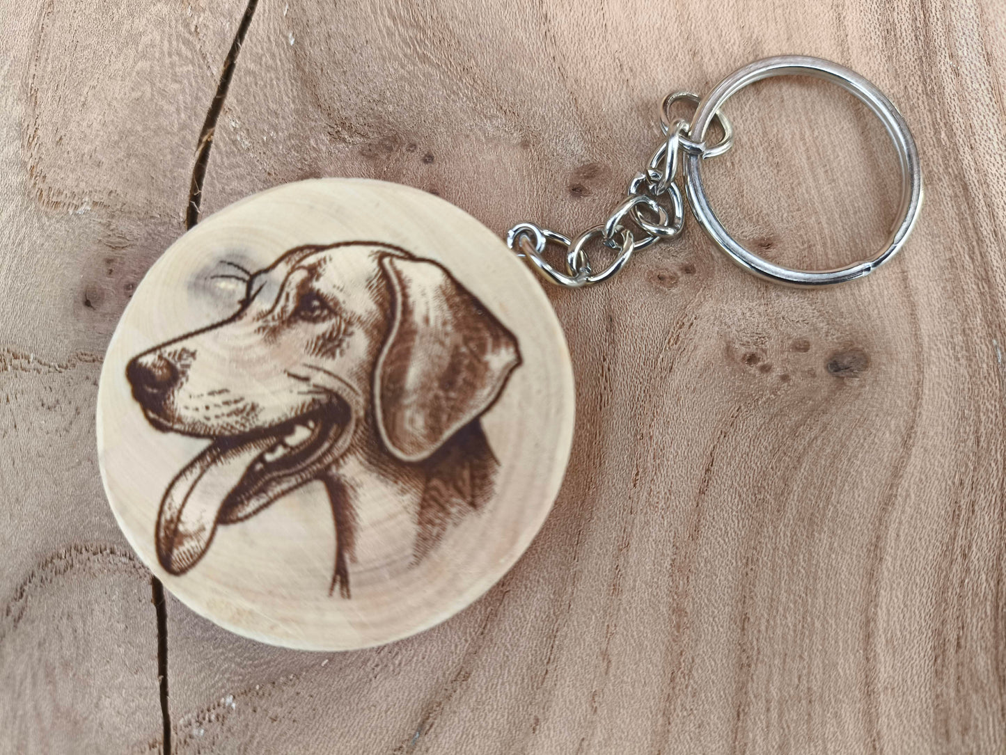Porte-Clé Artisanal en Buis - Motif Chien