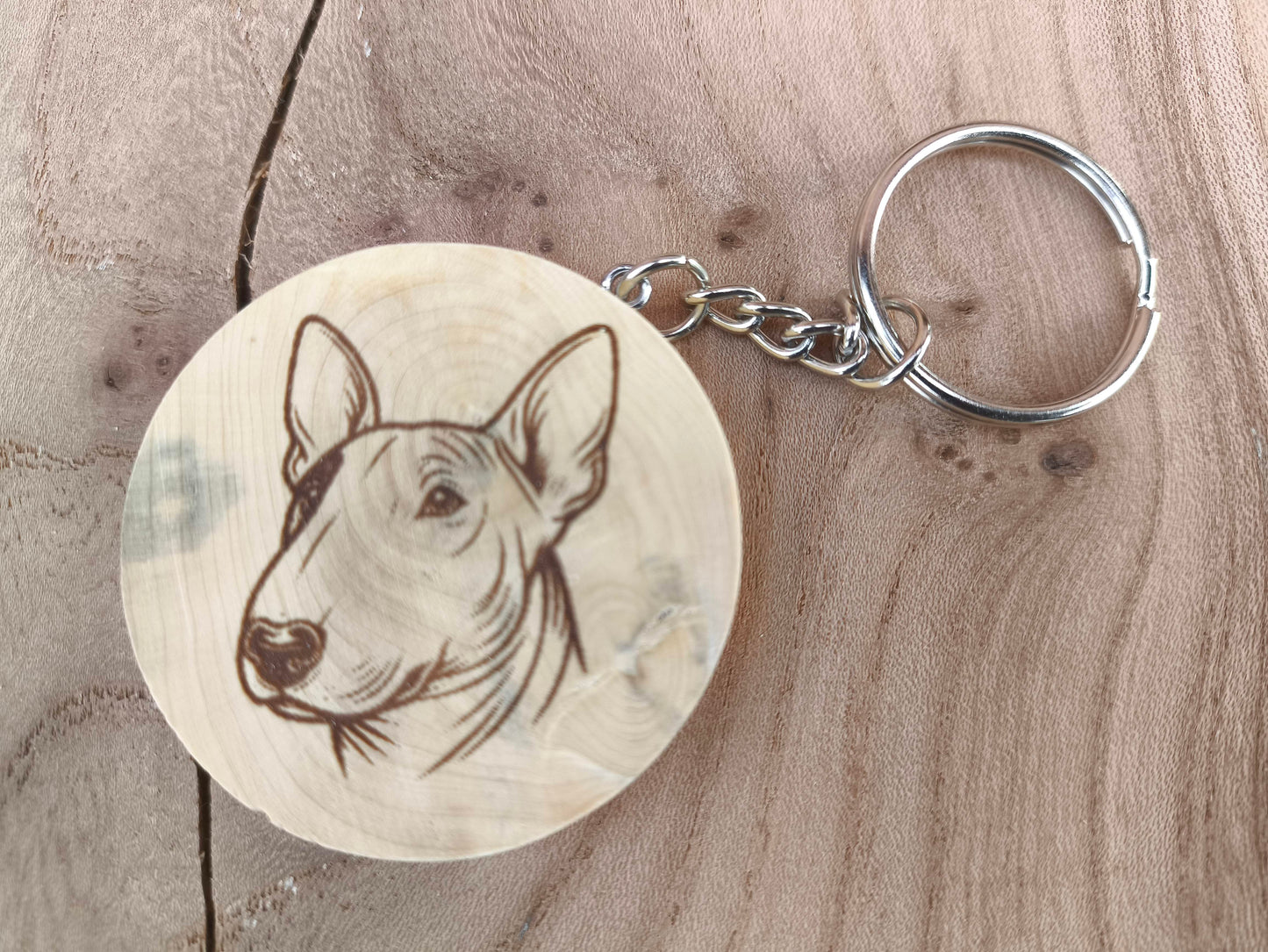 Porte-Clé Artisanal en Buis - Motif Chien