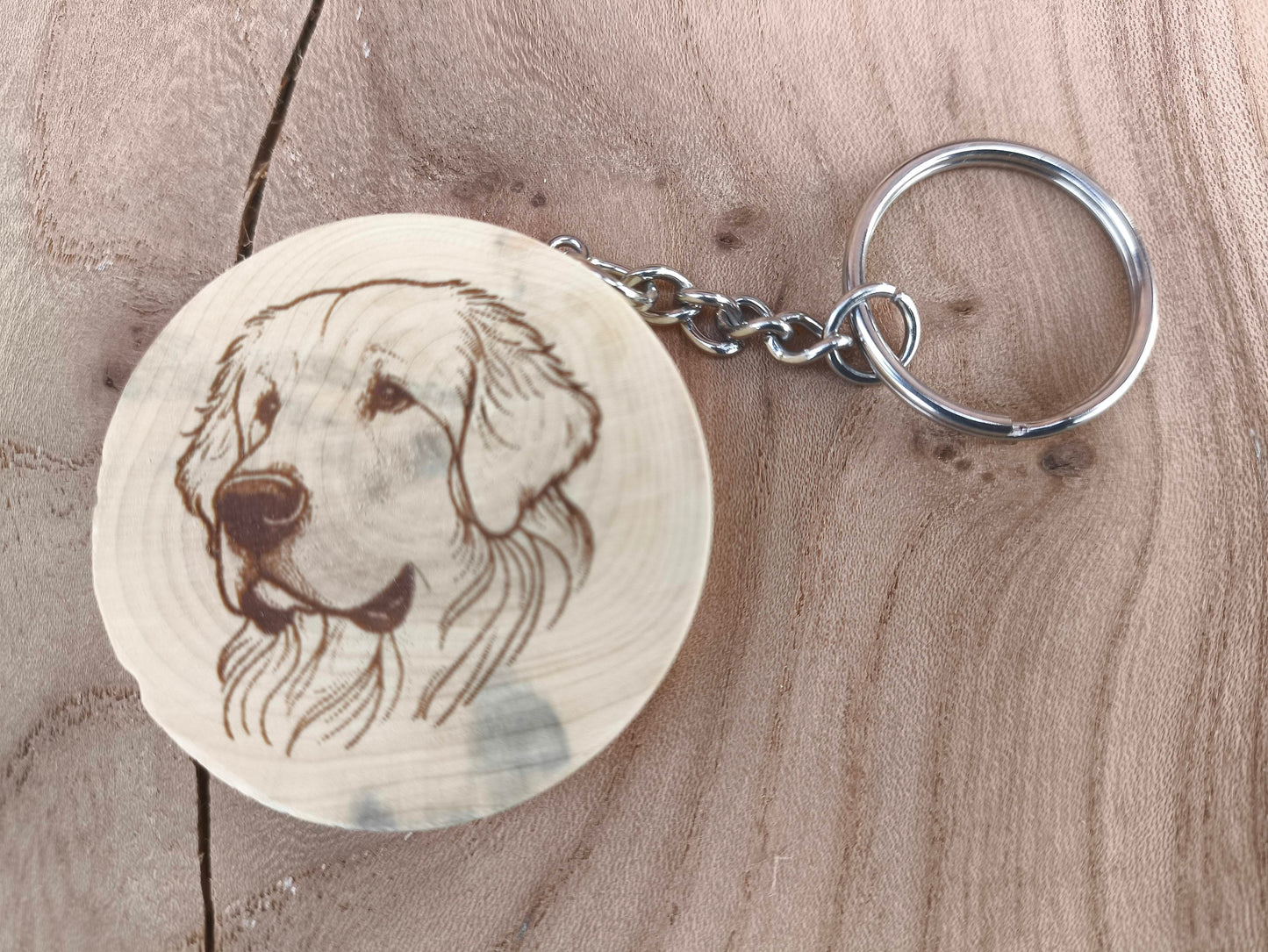 Porte-Clé Artisanal en Buis - Motif Chien