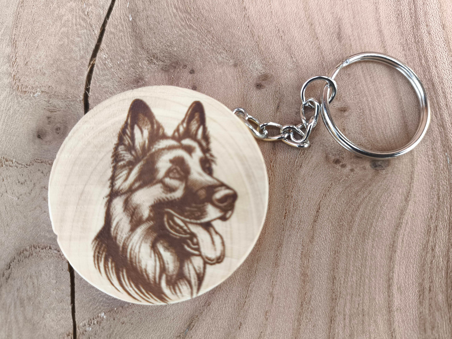 Porte-Clé Artisanal en Buis - Motif Chien