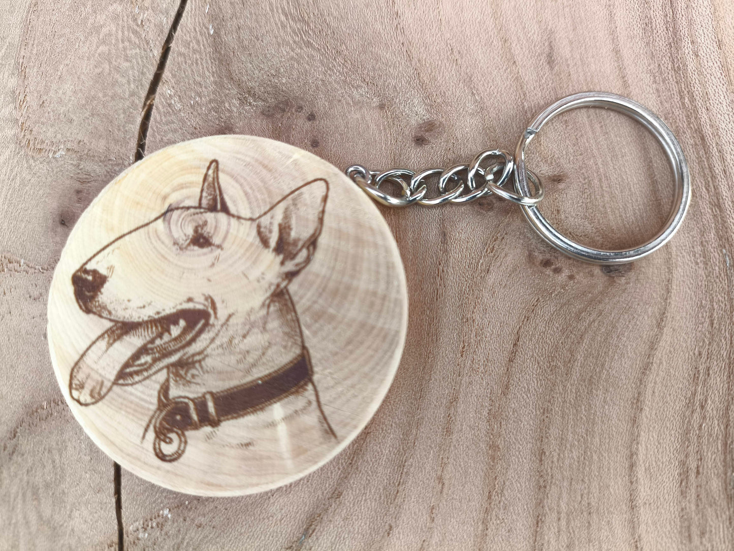 Porte-Clé Artisanal en Buis - Motif Chien