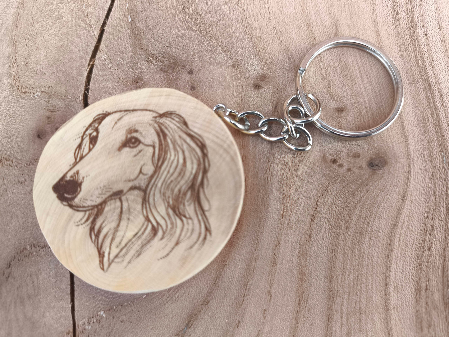 Porte-Clé Artisanal en Buis - Motif Chien