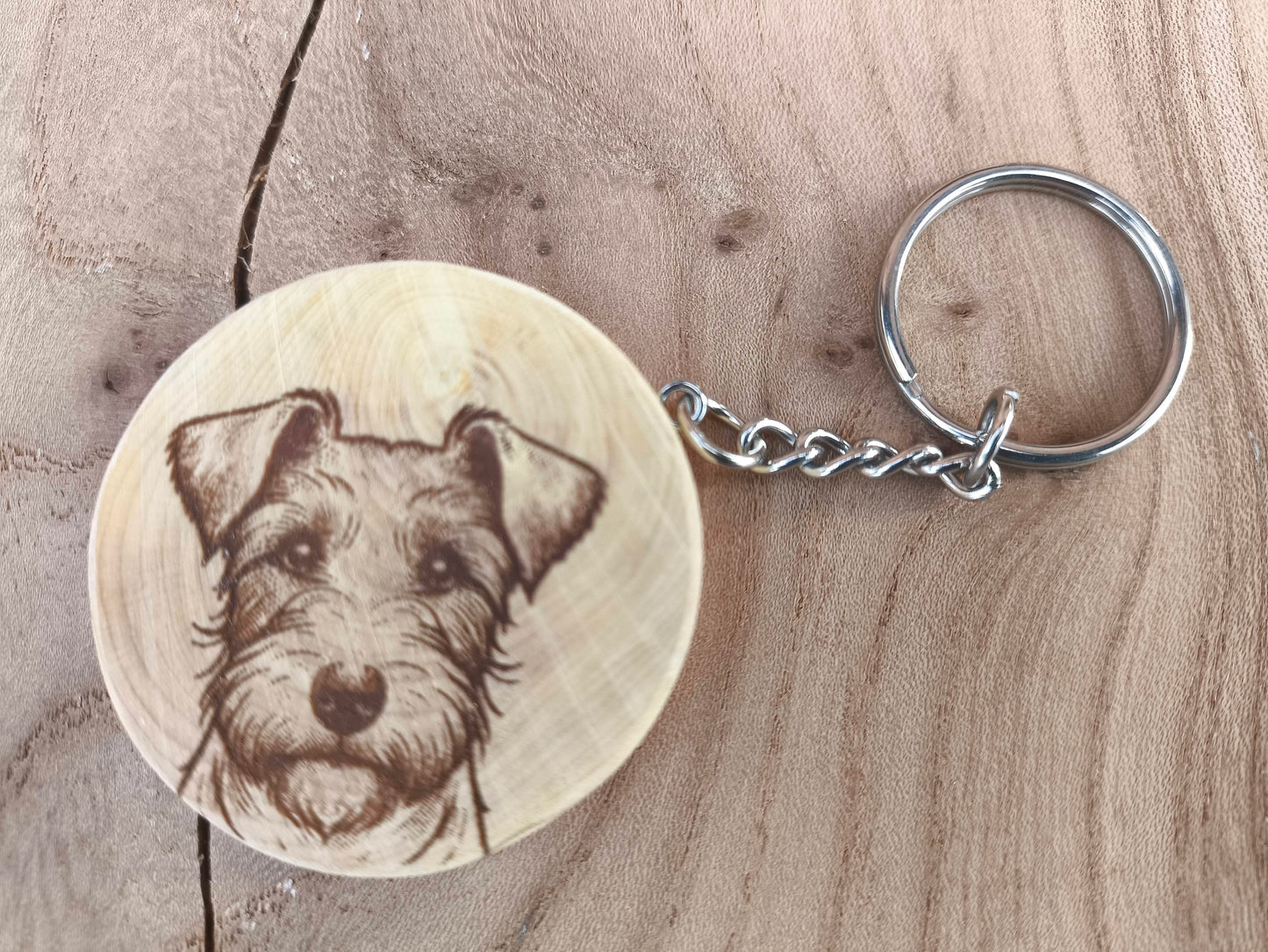 Porte-Clé Artisanal en Buis - Motif Chien