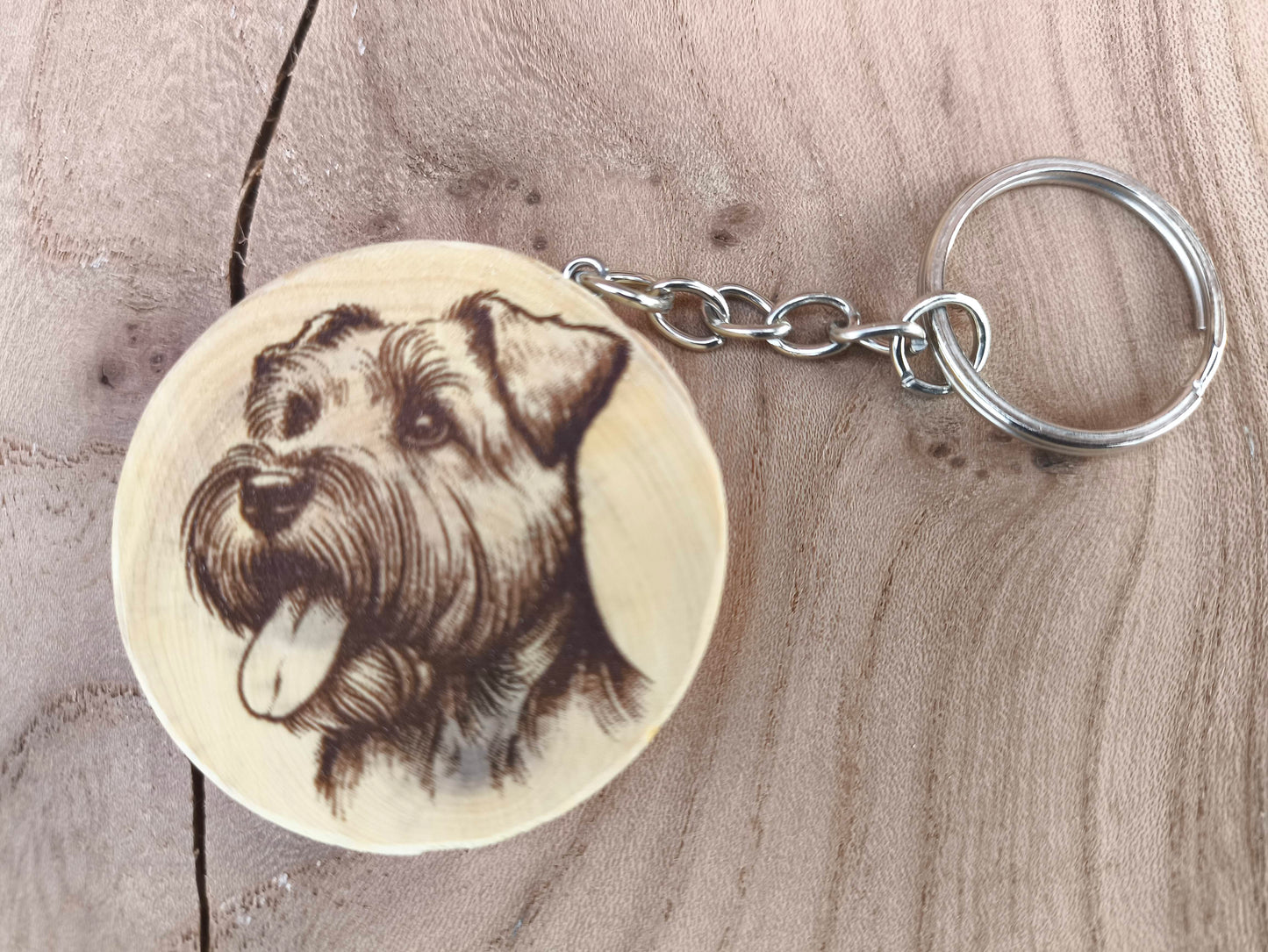 Porte-Clé Artisanal en Buis - Motif Chien