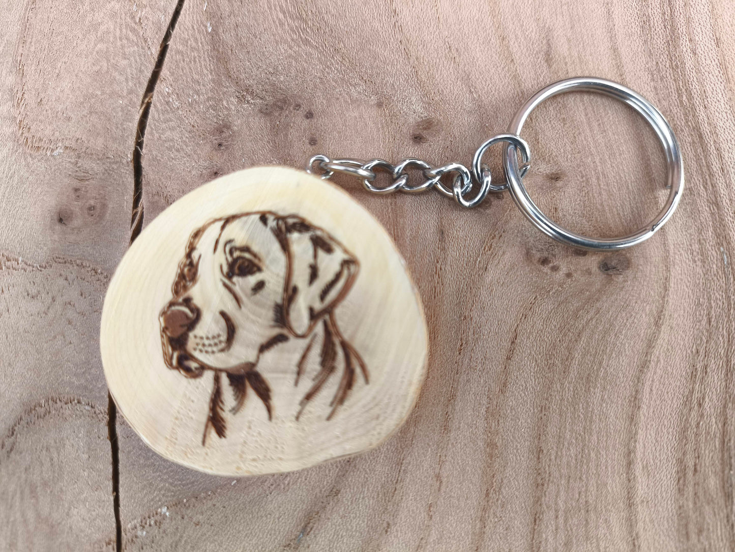 Porte-Clé Artisanal en Buis - Motif Chien