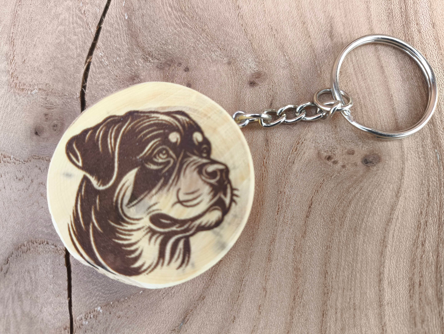 Porte-Clé Artisanal en Buis - Motif Chien