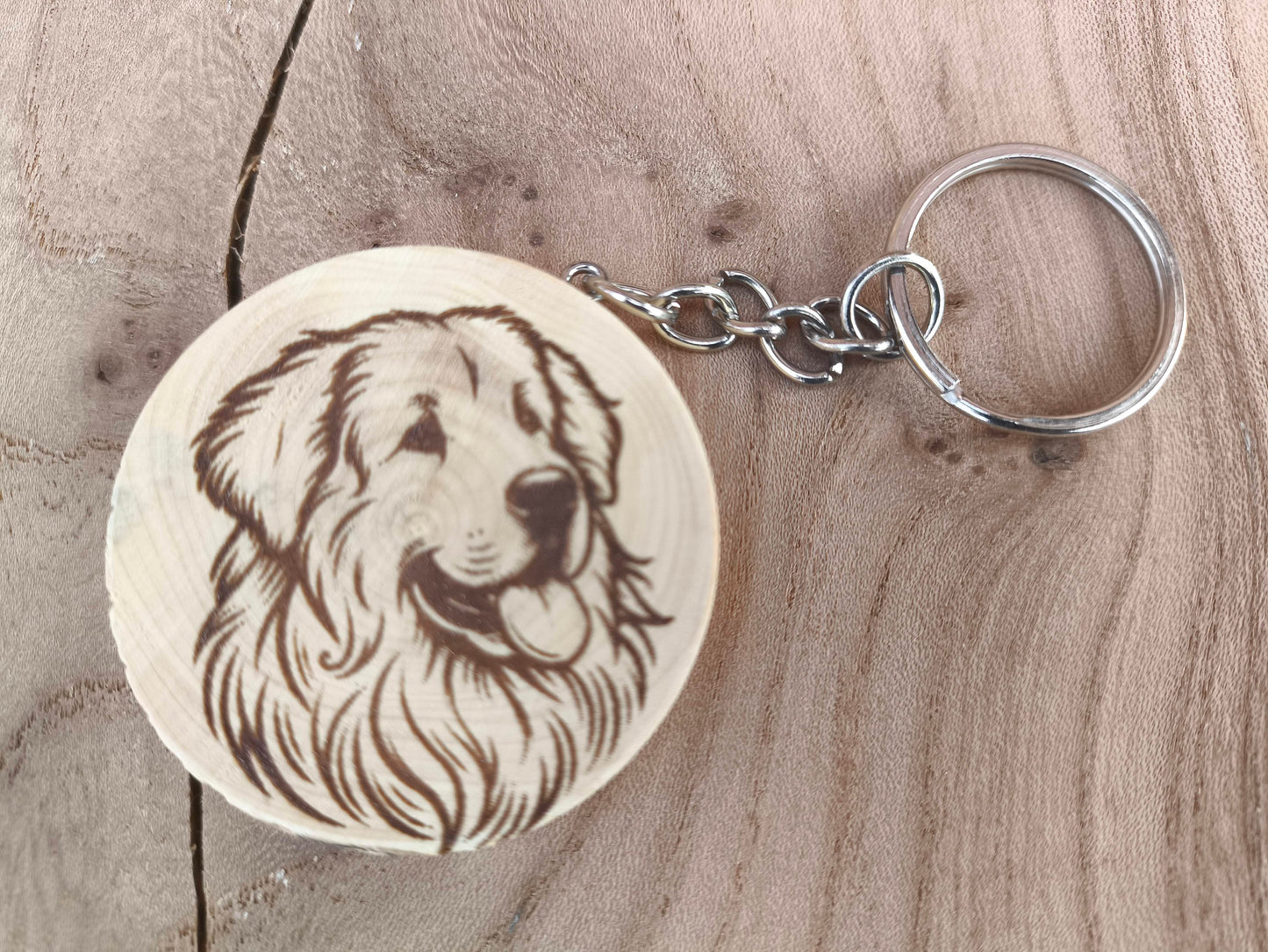 Porte-Clé Artisanal en Buis - Motif Chien