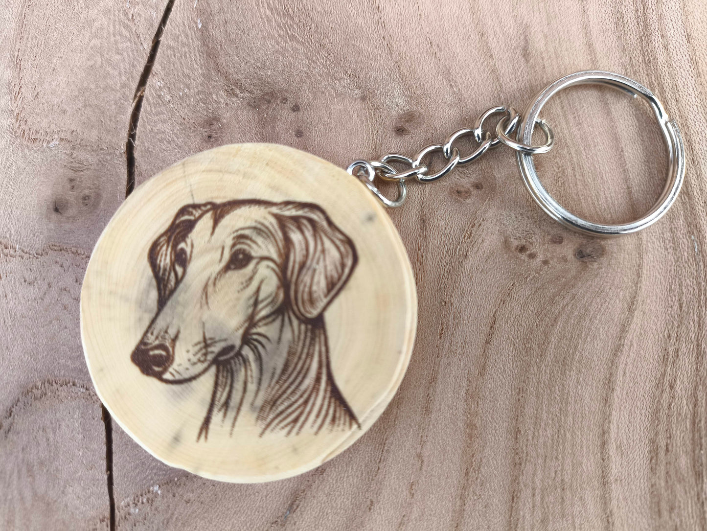 Porte-Clé Artisanal en Buis - Motif Chien