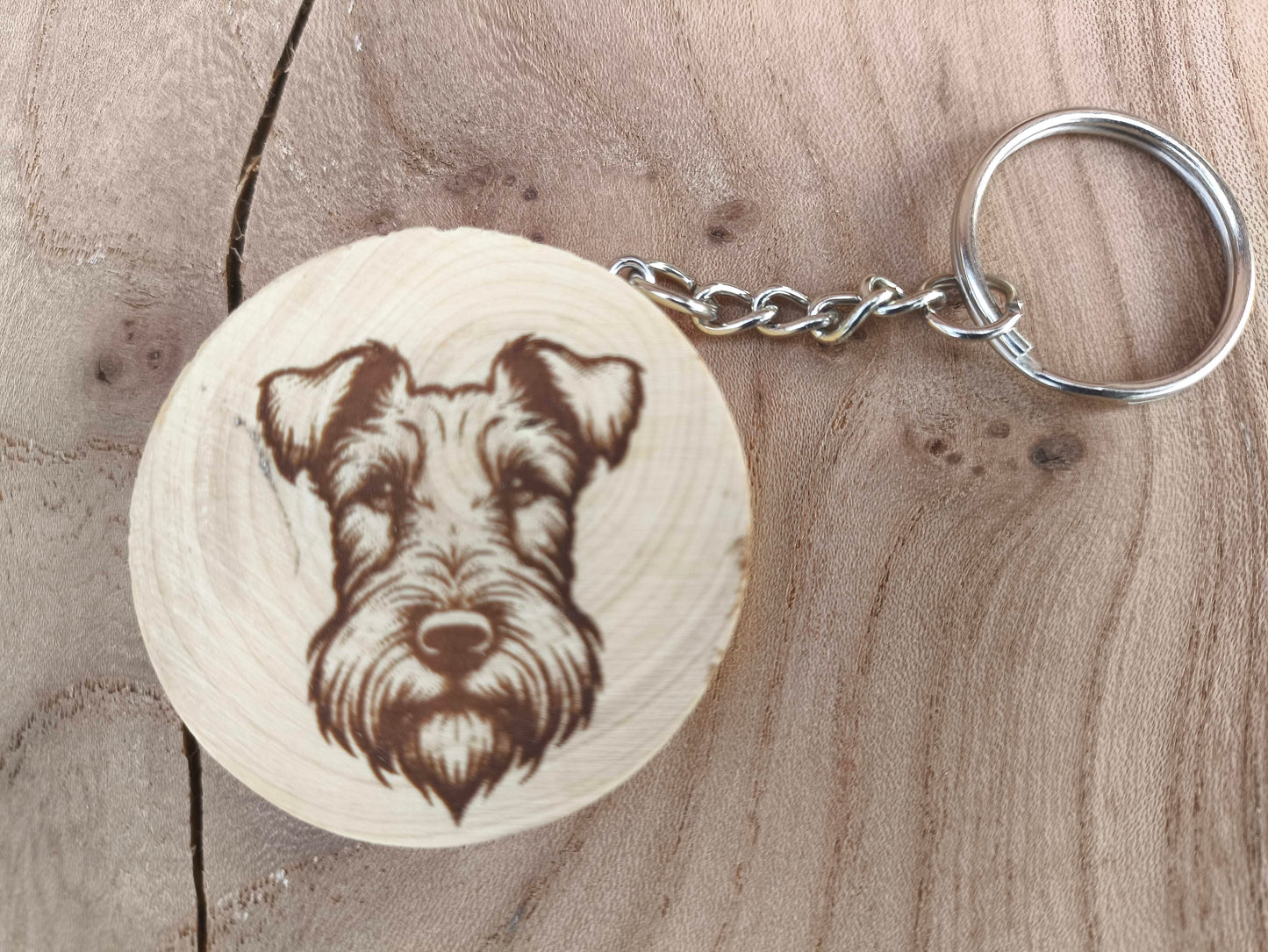 Porte-Clé Artisanal en Buis - Motif Chien