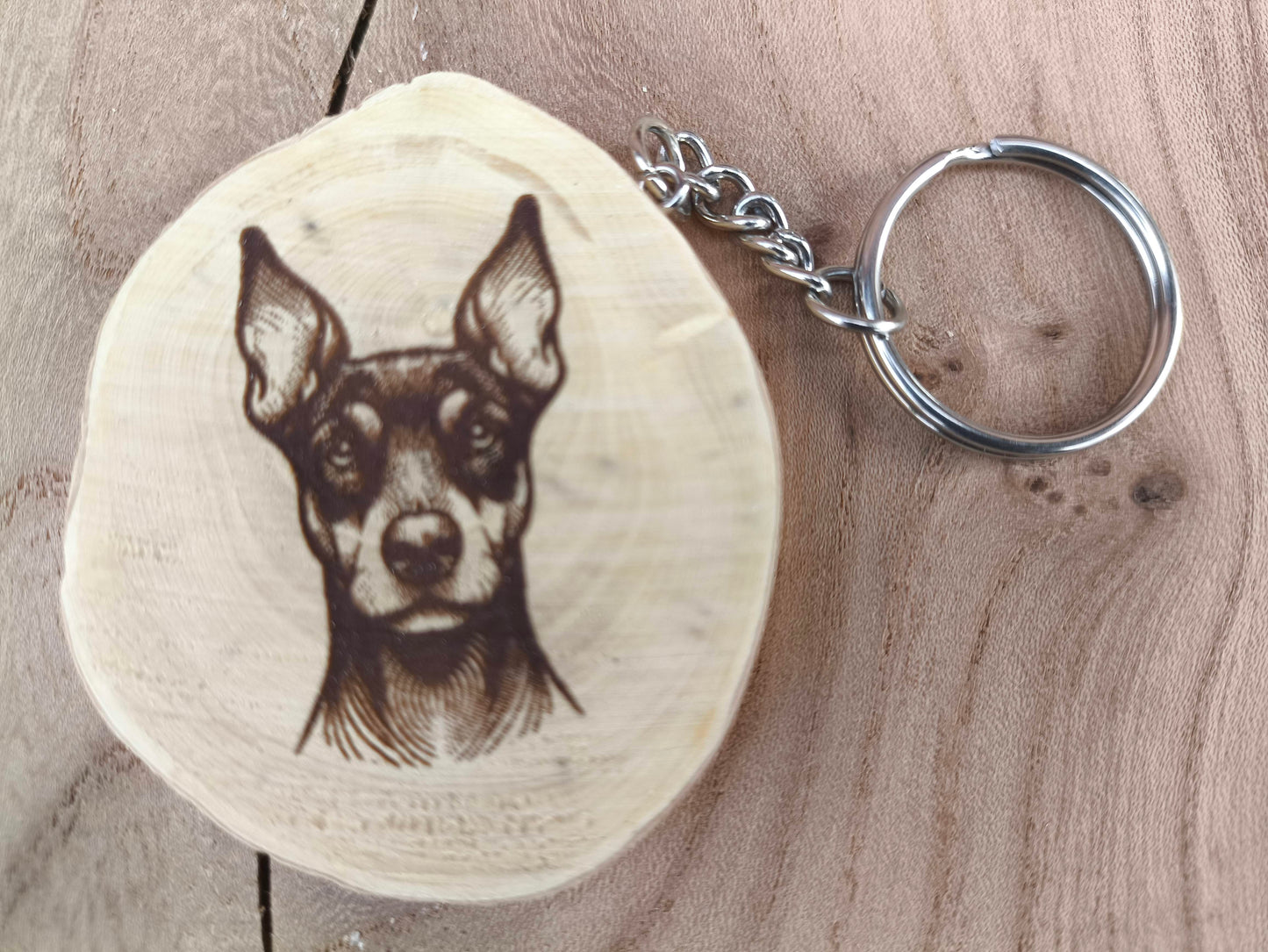 Porte-Clé Artisanal en Buis - Motif Chien