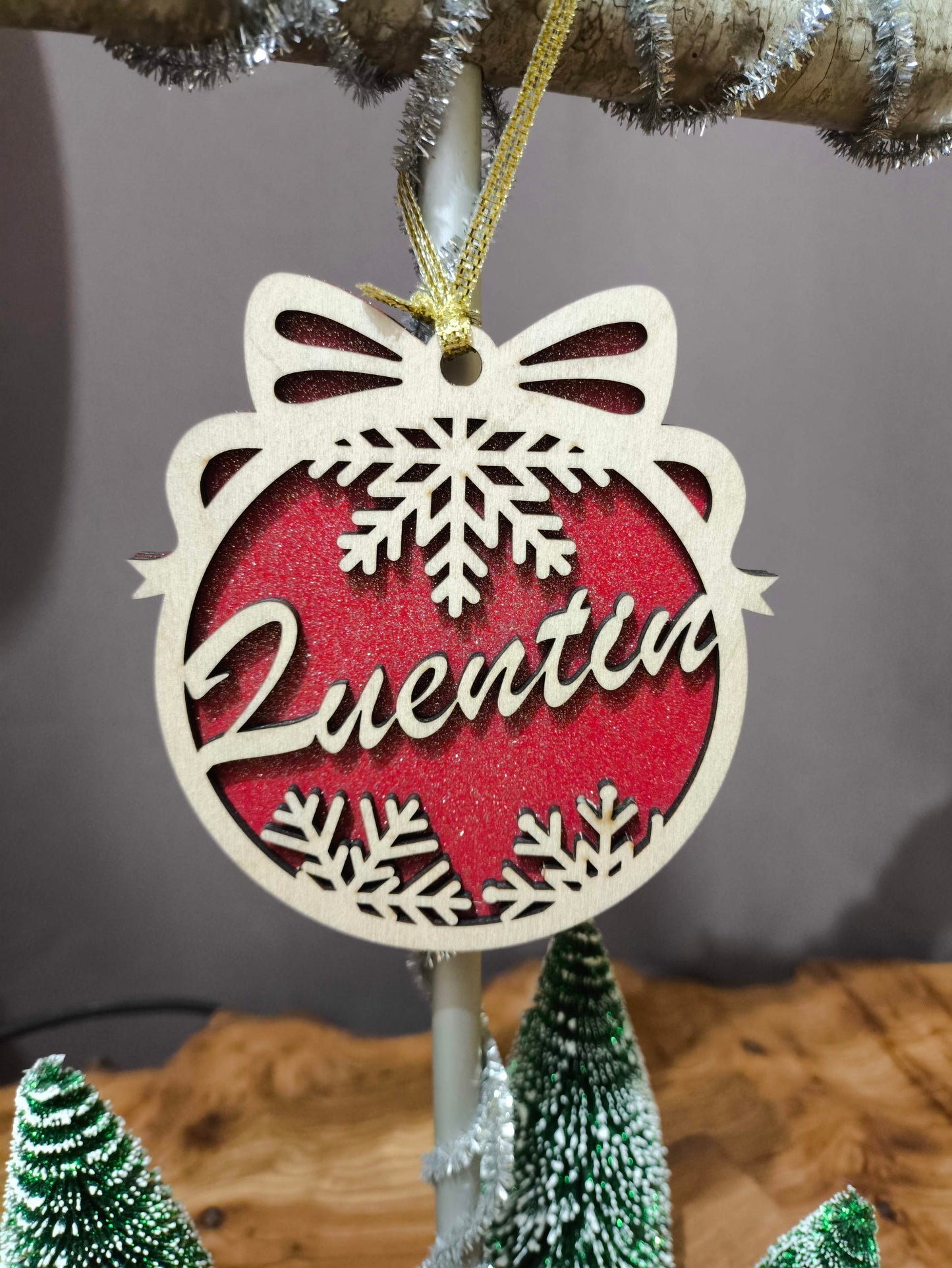 Boules de Noêl personnalisées en bois