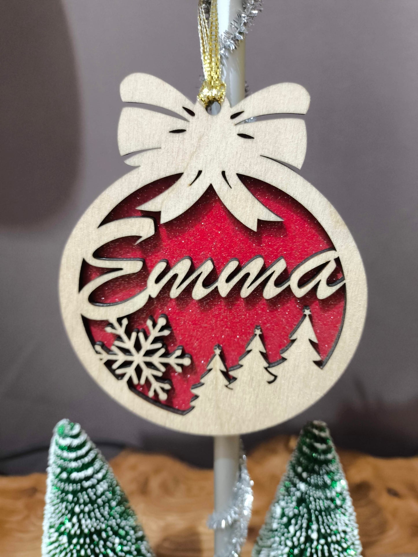 Boules de Noêl personnalisées en bois