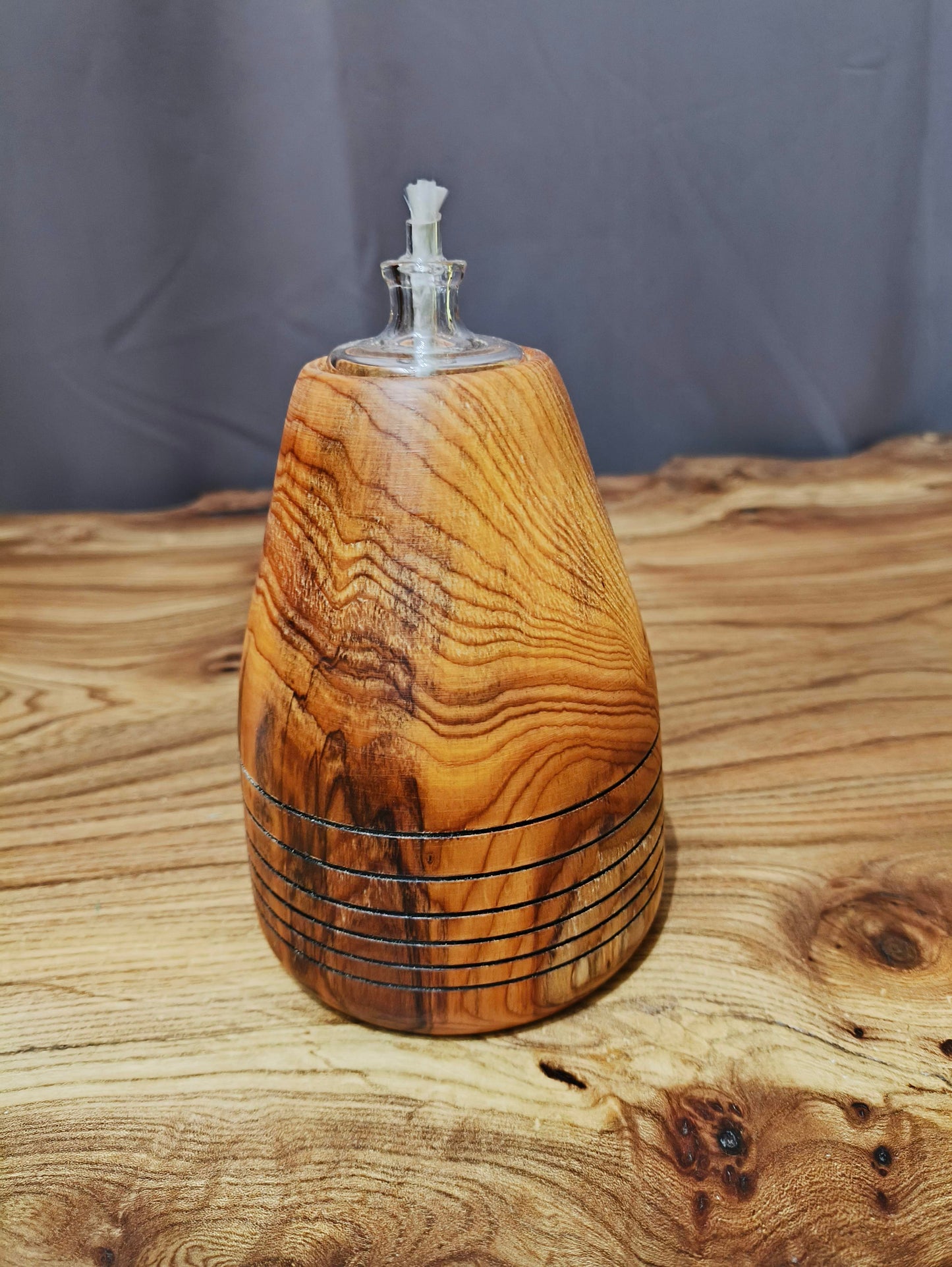 Lampe à Huile Artisanale en Bois - Décoration Authentique Fait Main