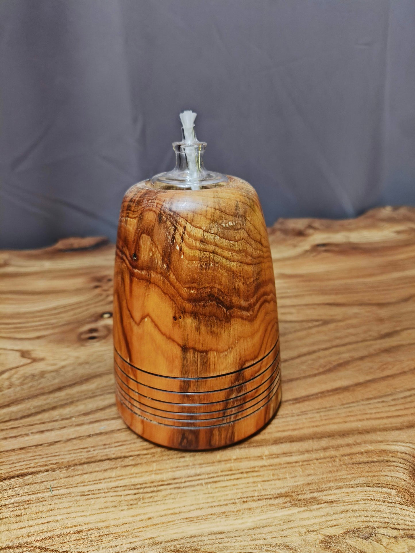 Lampe à Huile Artisanale en Bois - Décoration Authentique Fait Main