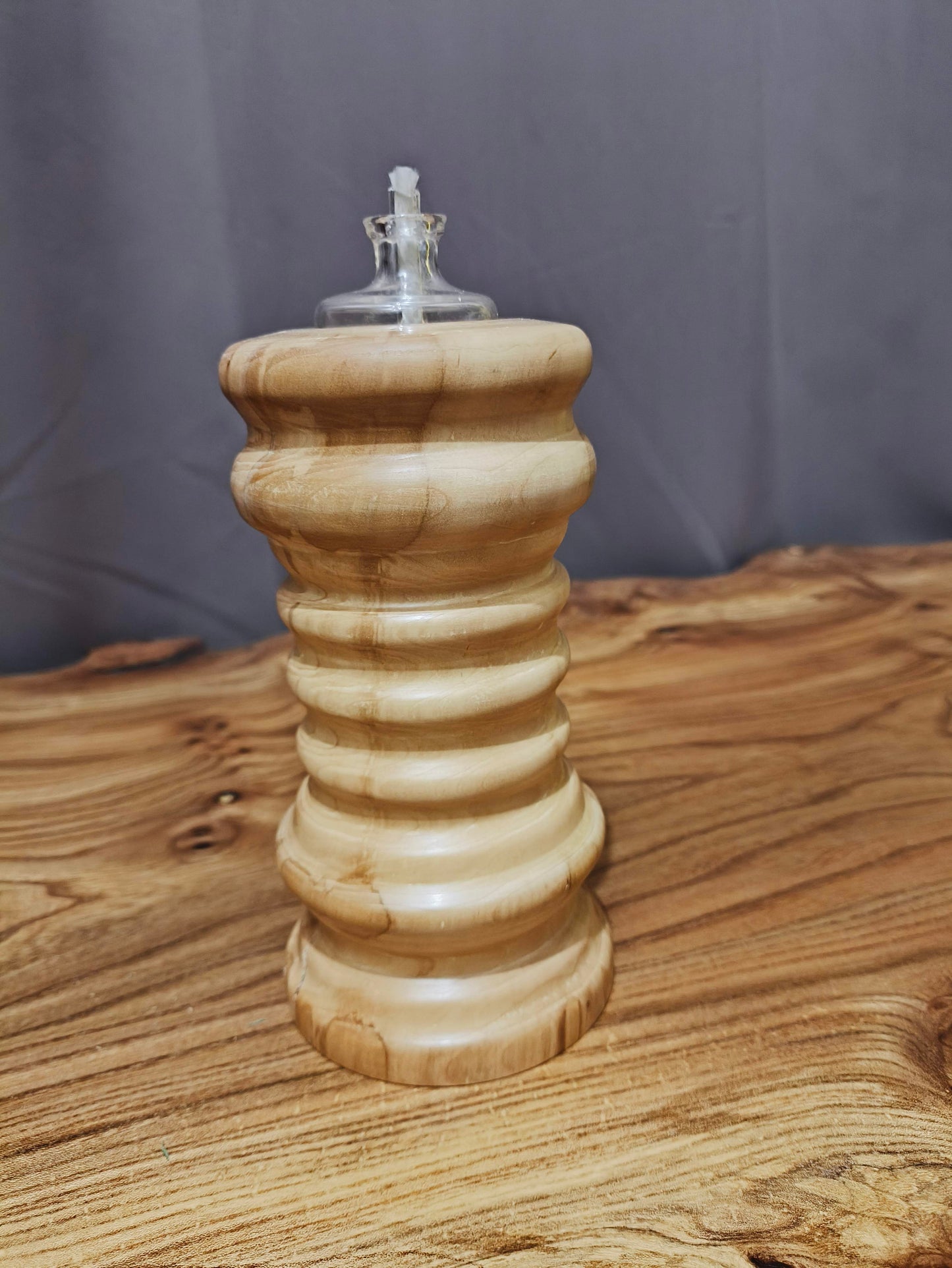 Lampe à Huile Artisanale en Bois - Décoration Authentique Fait Main