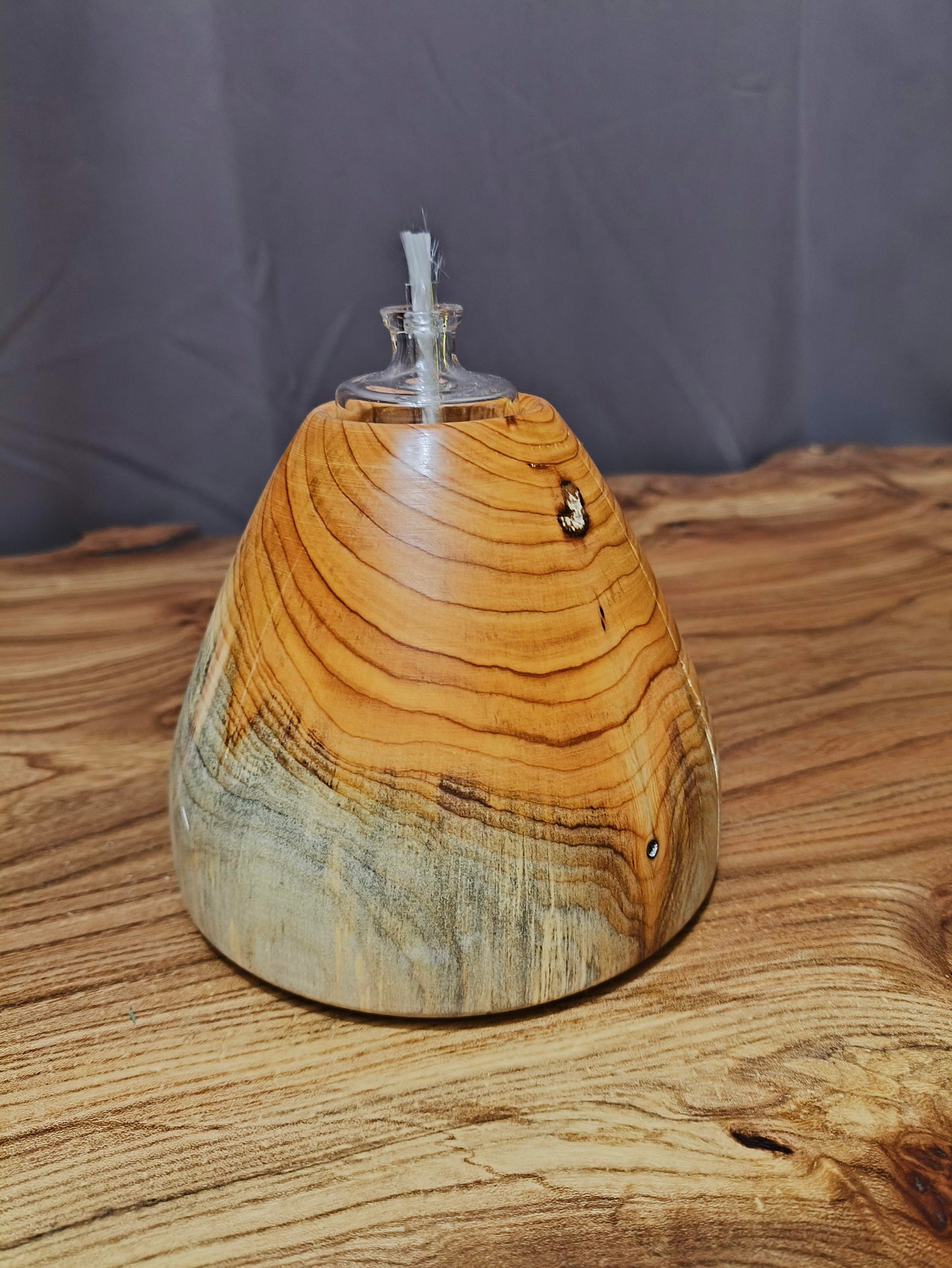 Lampe à Huile Artisanale en Bois - Décoration Authentique Fait Main