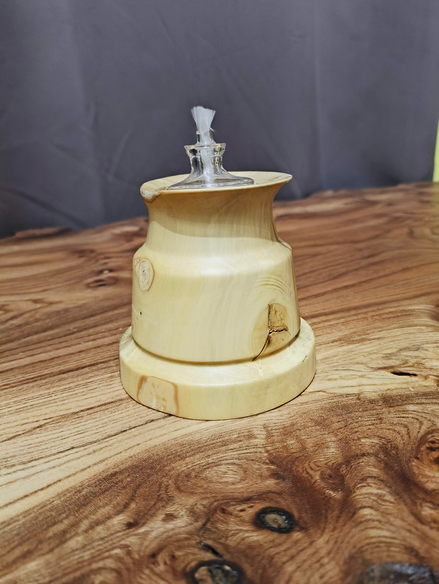 Lampe à Huile Artisanale en Bois - Décoration Authentique Fait Main