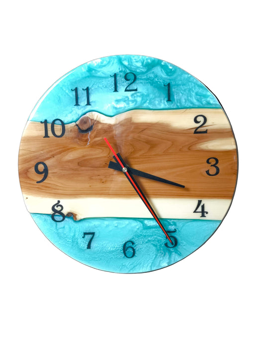 Horloge Murale en Résine Époxy et Bois d'If - 30 cm