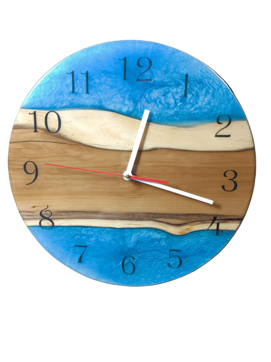 Horloge Murale en Résine Époxy et Bois d'If - 30 cm