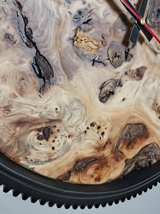 Horloge murale en loupe d'Orme