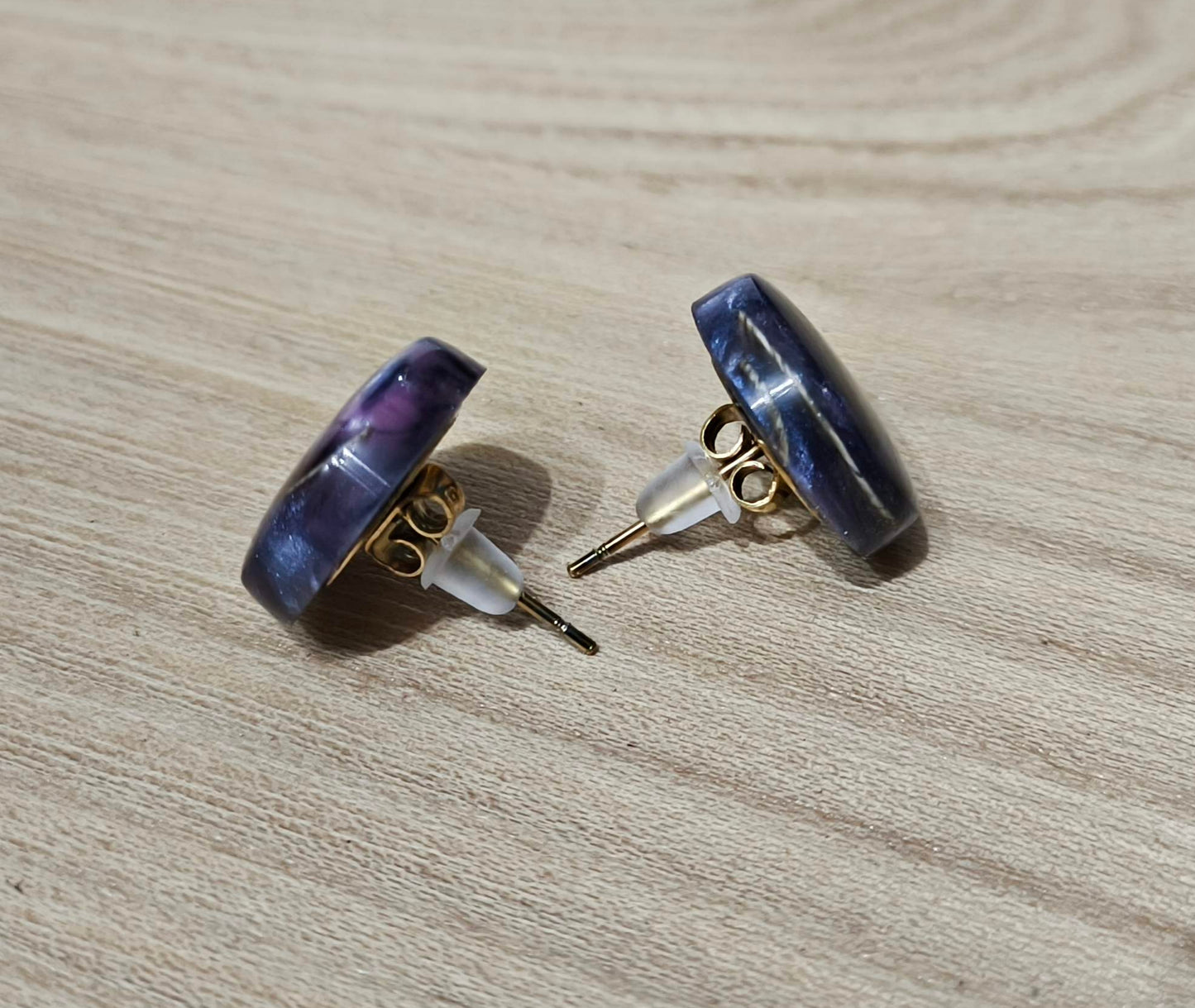 Boucles d'Oreilles Résine Époxy et copeaux de bois