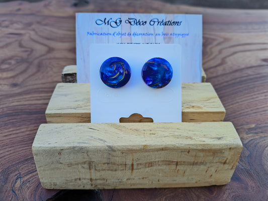 Boucles d'Oreilles Résine Époxy et copeaux de bois