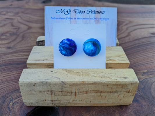 Boucles d'Oreilles Résine Époxy et copeaux de bois