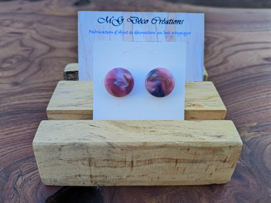 Boucles d'Oreille Artisanales en Résine et Copeaux de Bois