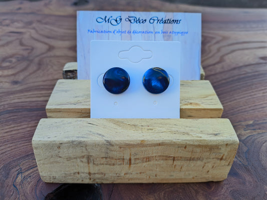 Boucles d'Oreille Artisanales en Résine et Copeaux de Bois
