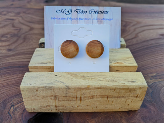 Boucles d'oreilles en Bois d'Olivier Français - 15 mm