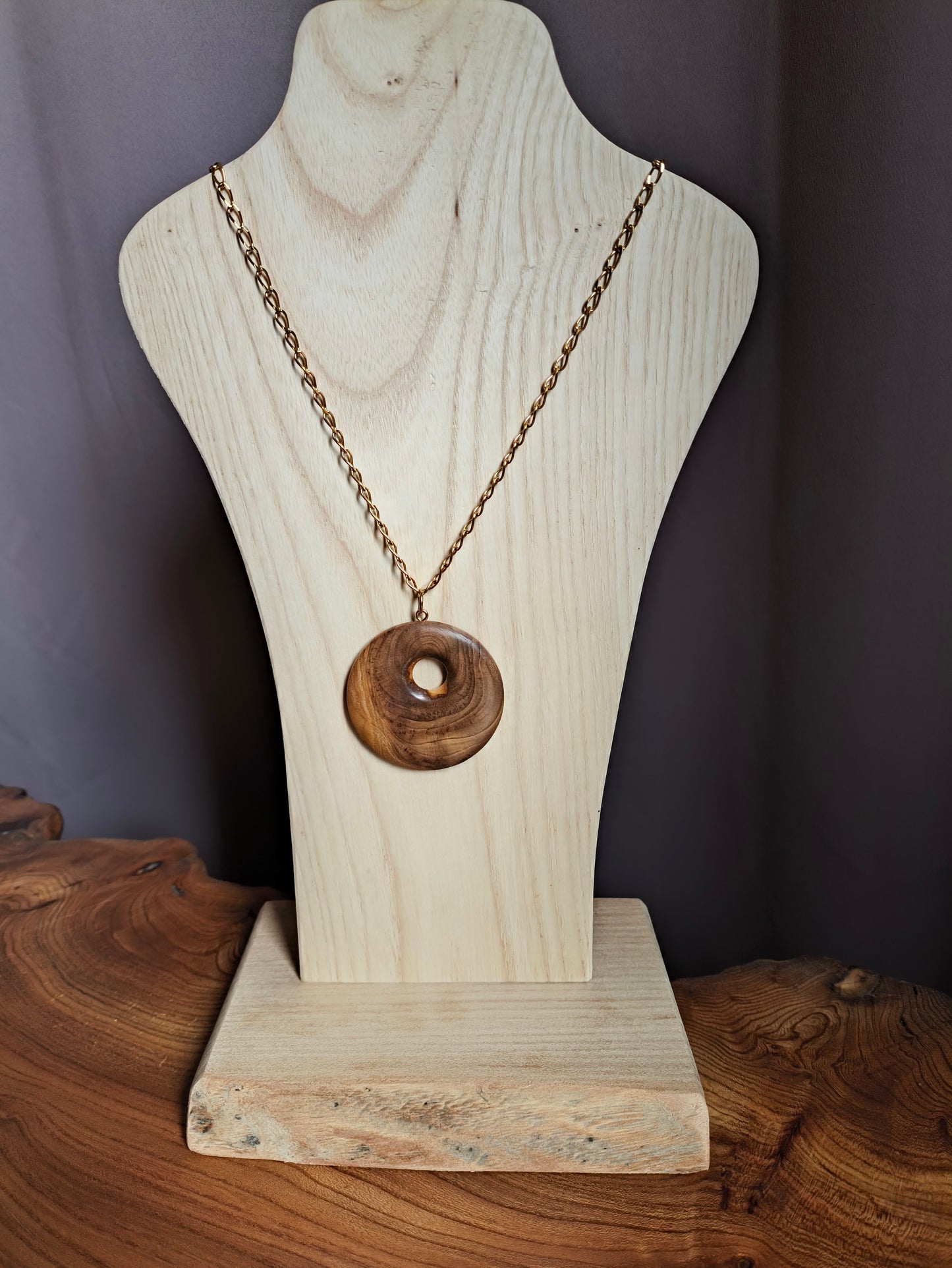 Pendentif en Olivier Français - Ø 38 mm